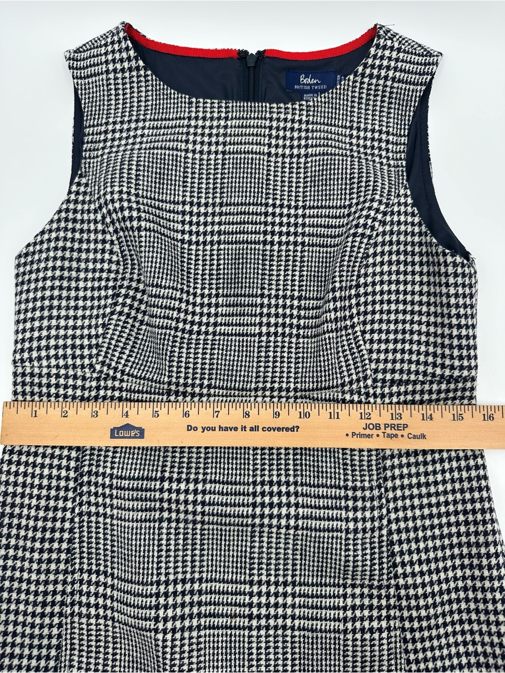 Boden British Tweed Wool Dress 6R Houndstooth Plaid Sheath Preppy Office 1455 - Picture 6 of 10